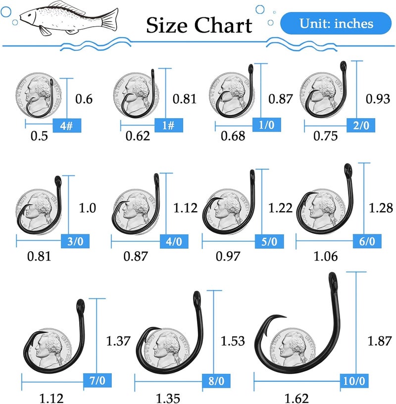 HSYMQ 10PCS High-Carbon Steel Circle Hooks Barbed Fishing Hooks with Holes, Freshwater and Saltwater Fishing Hooks for Tuna, Catfish, Bass - Image 2